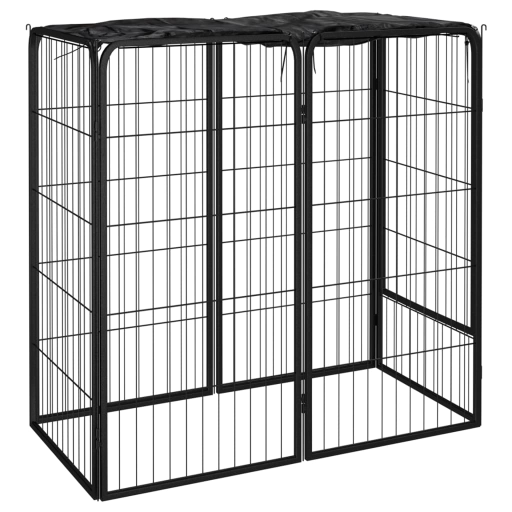 vidaXL Dog Playpen Kennel Dog Cage Puppy Pet Exercise Wire Fence Steel Black