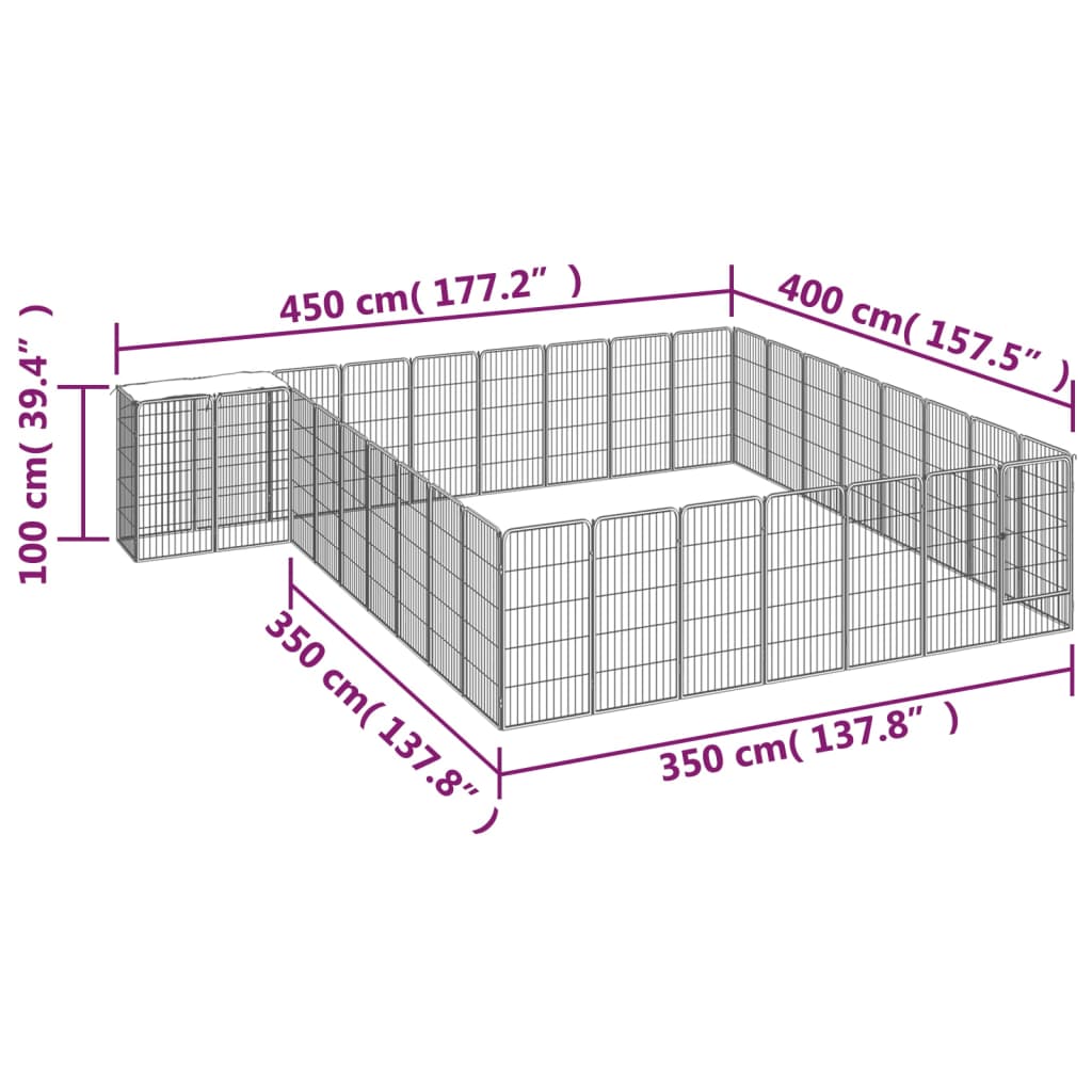 vidaXL Dog Playpen Kennel Dog Cage Puppy Pet Exercise Wire Fence Steel Black