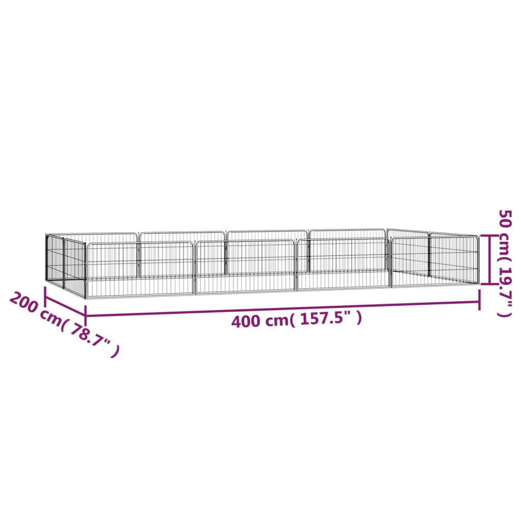 vidaXL Dog Playpen Kennel Dog Cage Puppy Pet Exercise Wire Fence Steel Black