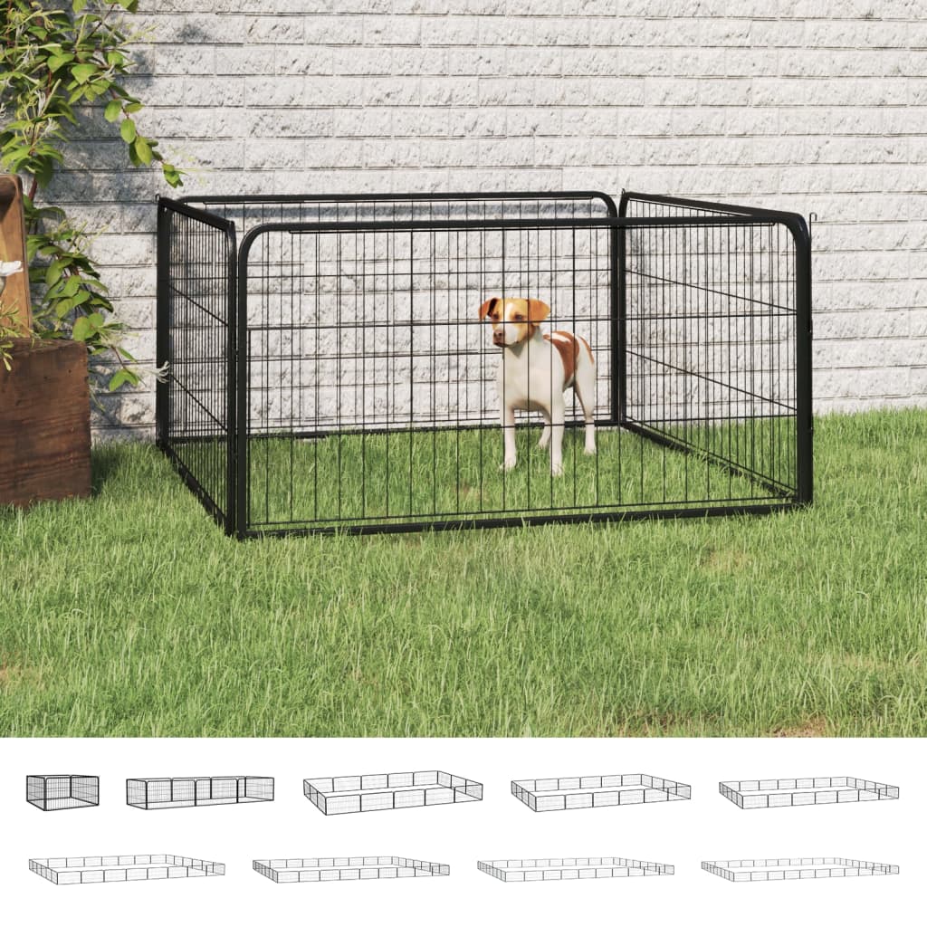 vidaXL Dog Playpen Kennel Dog Cage Puppy Pet Exercise Wire Fence Steel Black
